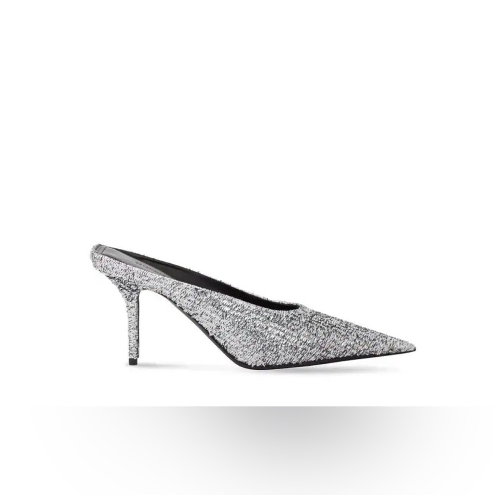NWOB BALENCIAGA Silver Titanium Knife Mules size 37.5 - Picture 2 of 11